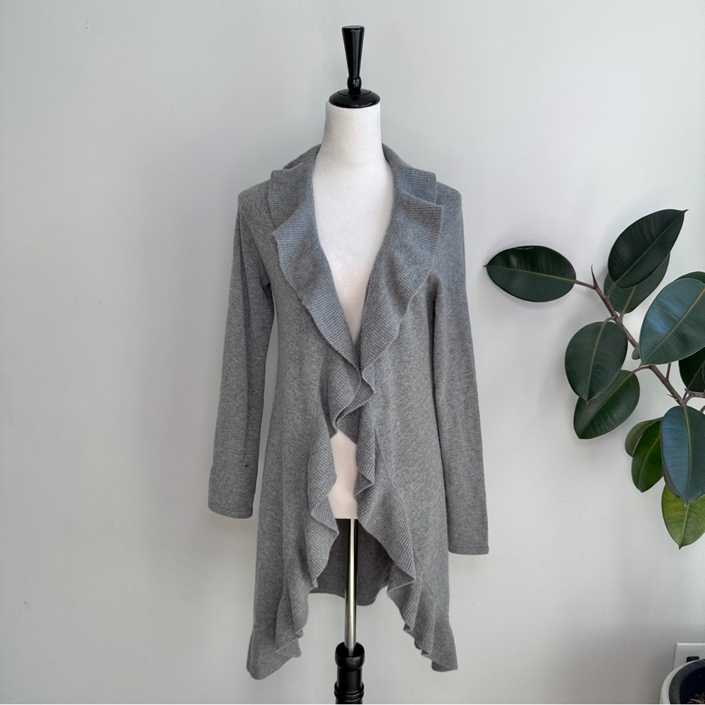 Open Front Ruffled Cashmere Cardigan M As Is